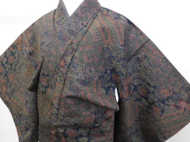 409ag95□七五三 三歳 女児 アンティーク 着物&被布 折り鶴□状態良好