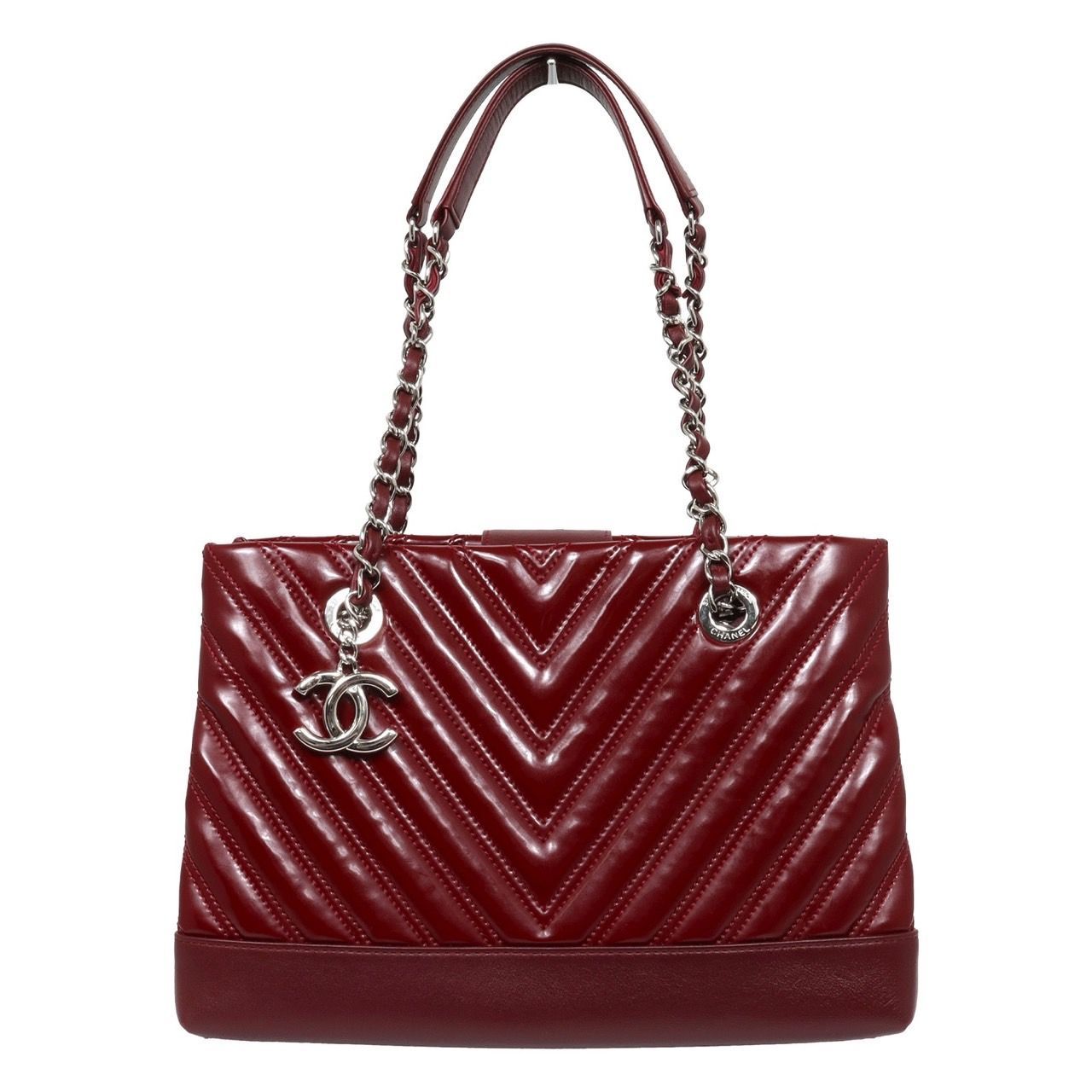 CHANEL シャネル Vステッチ シェブロン チェーン トートバッグ ワン 