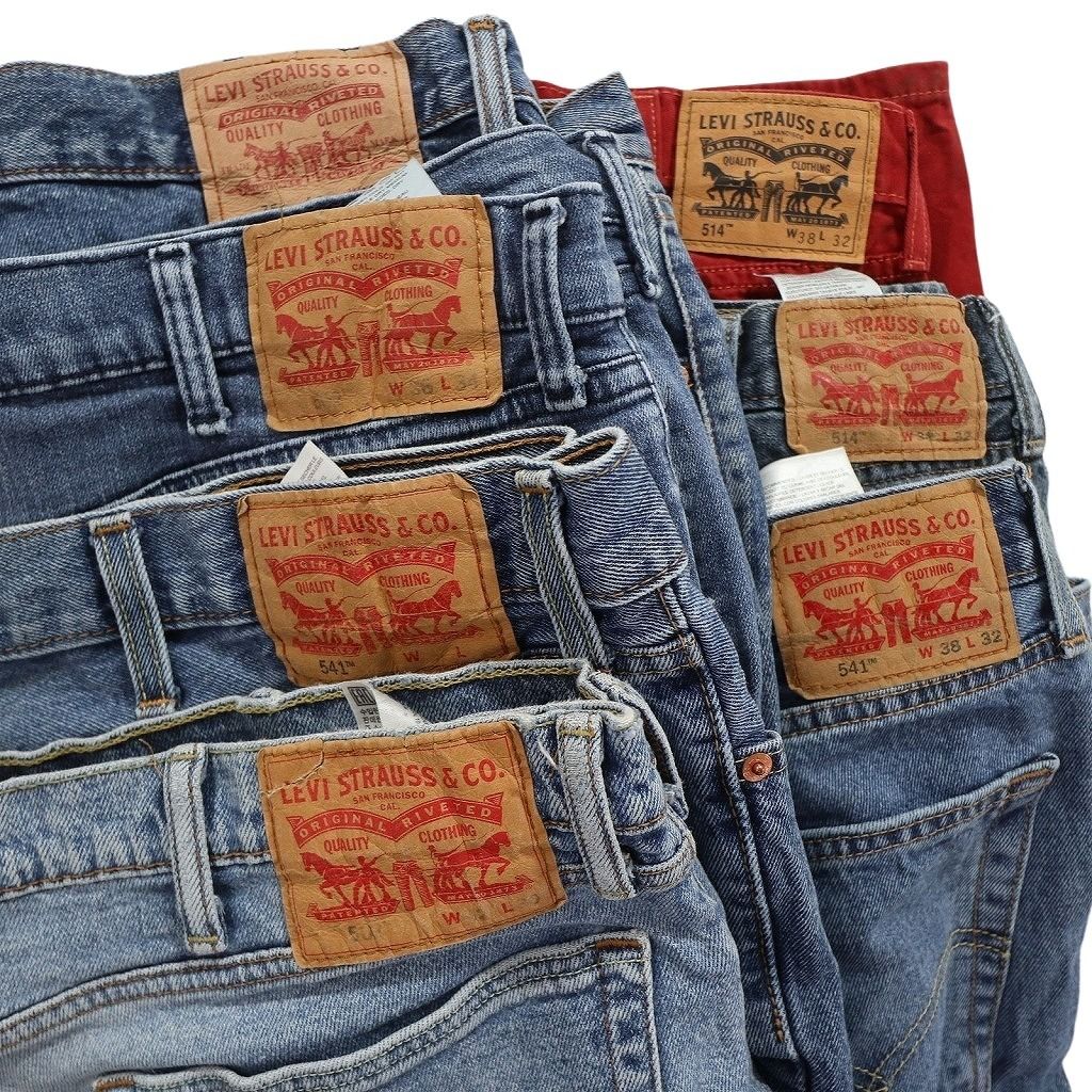 古着卸 リーバイス 品番MIX デニム パンツ 7枚セット メンズ 38 42 48 514 541 フェード ヒゲ レッド 古着 NC1307 KIN-KAAI_COM