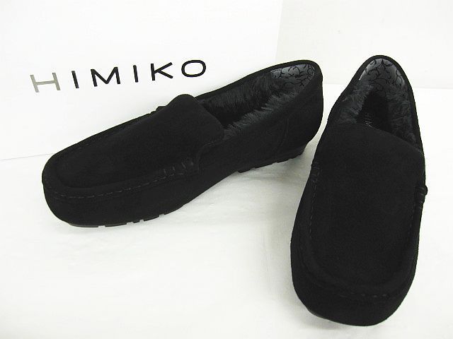 ♥ 卑弥呼 HIMIKO モカシン シープ 内側ファー 22.5cm 本革 黒 LF003-1008-2