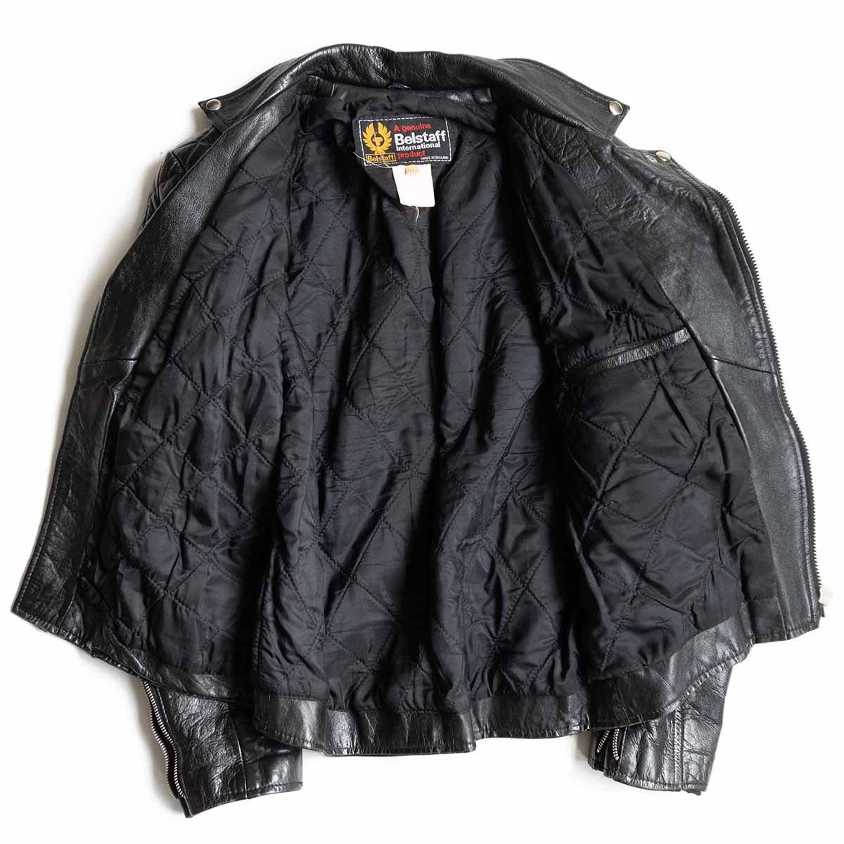 70S】Belstaff【レザー パデッド ライダースジャケット】38 バイカー ベルスタッフ ヴィンテージ 2407291 - メルカリ