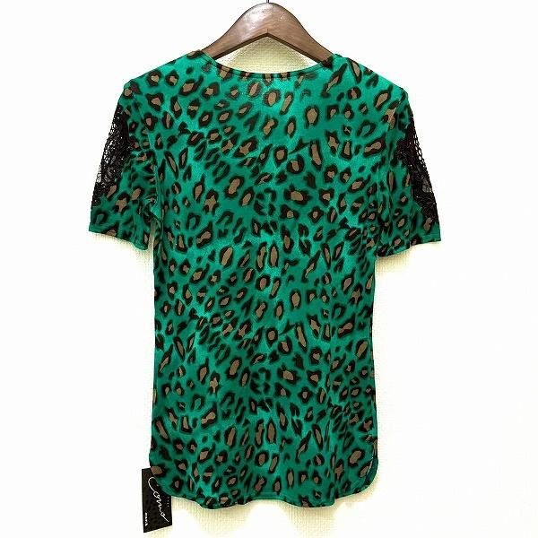 snc 伊太利屋 GKITALIYA カットソー 7 緑 黒 茶 半袖 ヒョウ柄 ライン