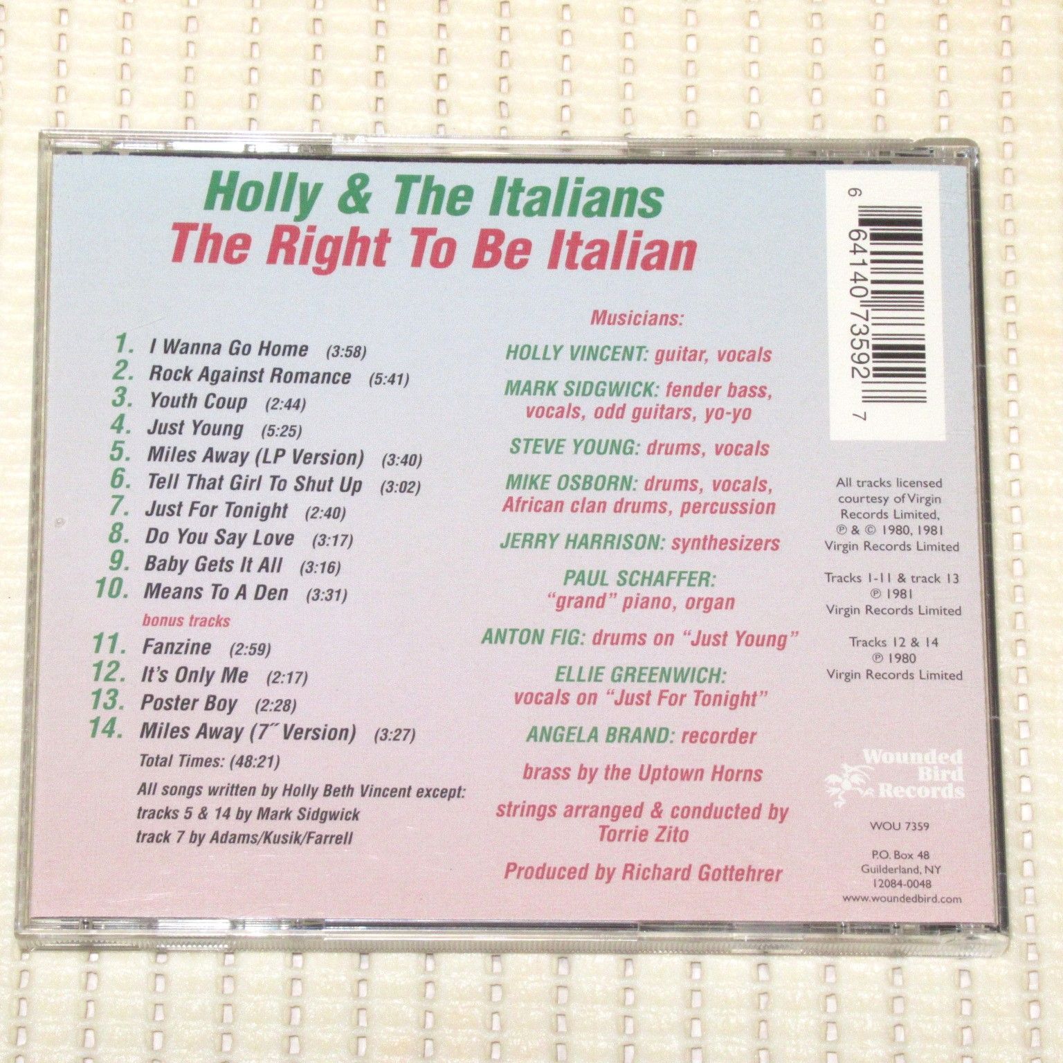 ホリー&ジ・イタリアンズ/ライト・トゥ・ビー・イタリアン紙ジャケットCD・未開封 CD HOLLY & THE ITALIANS THE RIGHT TO BE ITALIAN MADE IN US