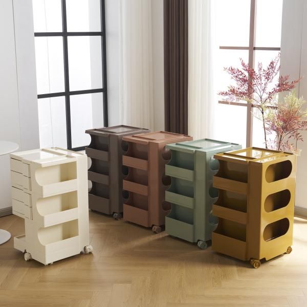 2段トレイ収納ワゴン ボビーワゴン キャスター付き ブレーキ付き