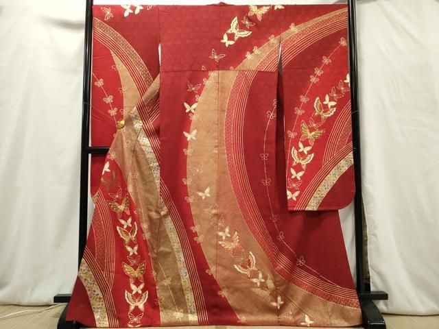 平和屋着物□豪華振袖 駒刺繍 舞蝶文 金銀彩 正絹 逸品