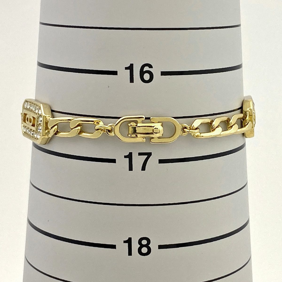 Christian Dior ロゴプレート チェーンブレスレット ゴールド