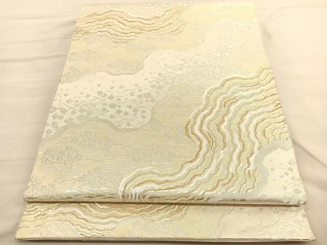 平和屋着物○西陣 服部織物 六通柄袋帯 唐織 道長流水舞葉