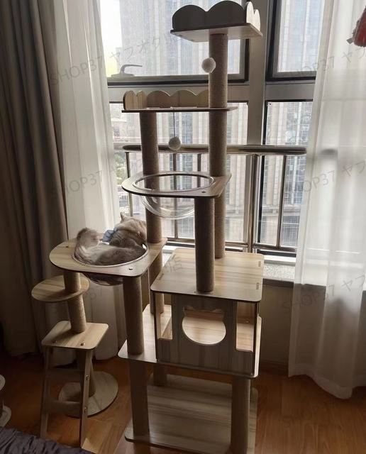 新品】高さ176cm 布製 据え置き 爪とぎボール 麻縄支柱 宇宙船