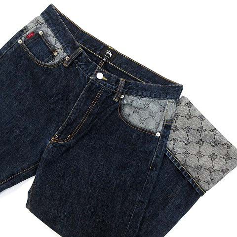 ステューシー STUSSY デニムパンツ ジーンズ 切替 モノグラム