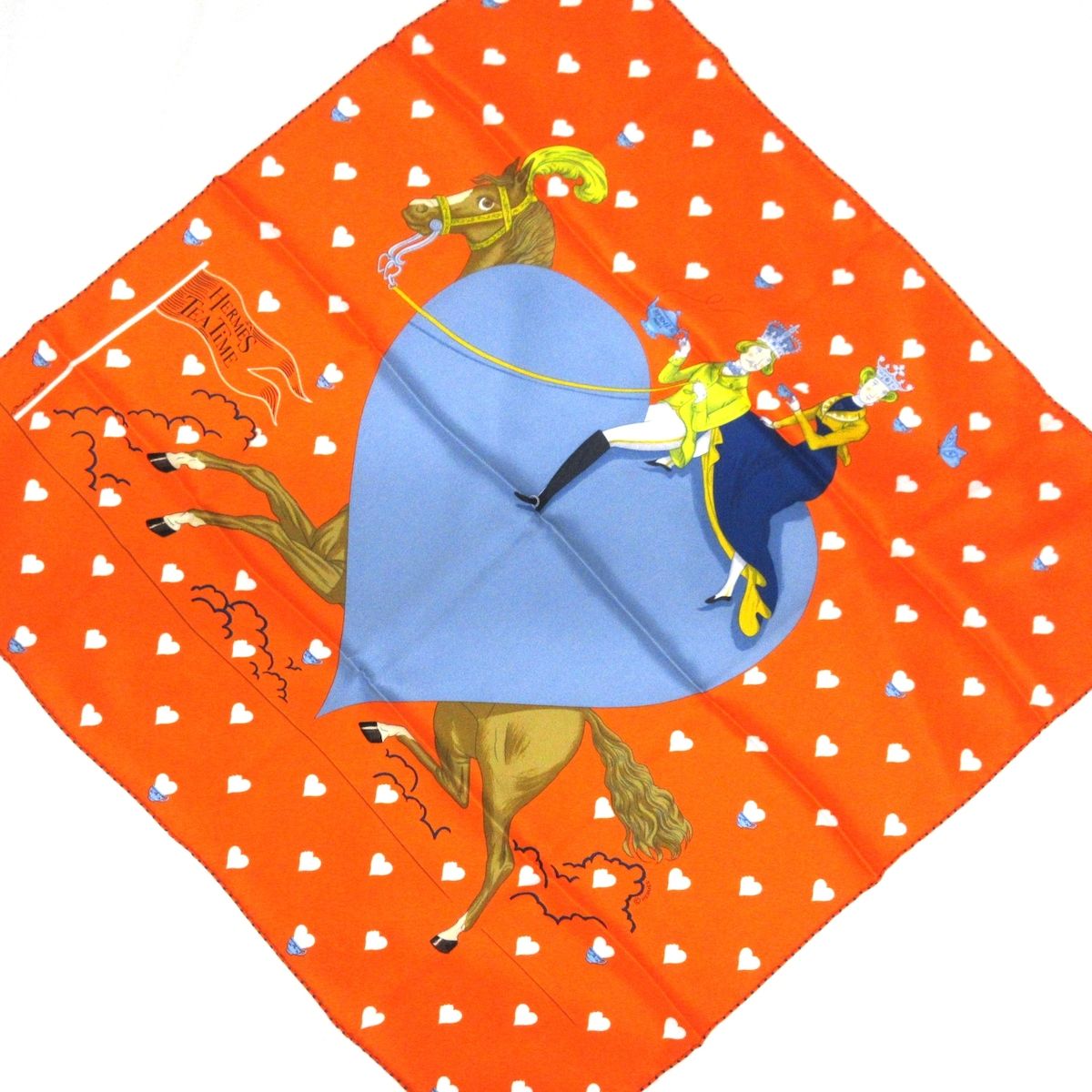 HERMES(エルメス) スカーフ美品 カレ70 オレンジ×ライトブルー×マルチ