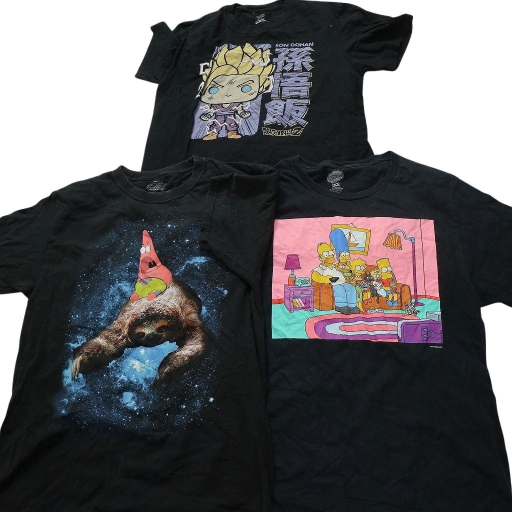 古着卸 キャラクター 半袖Tシャツ 15枚セット メンズ M ディズニー ヒロアカ ナルト ドラゴンボール 古着 NC3876