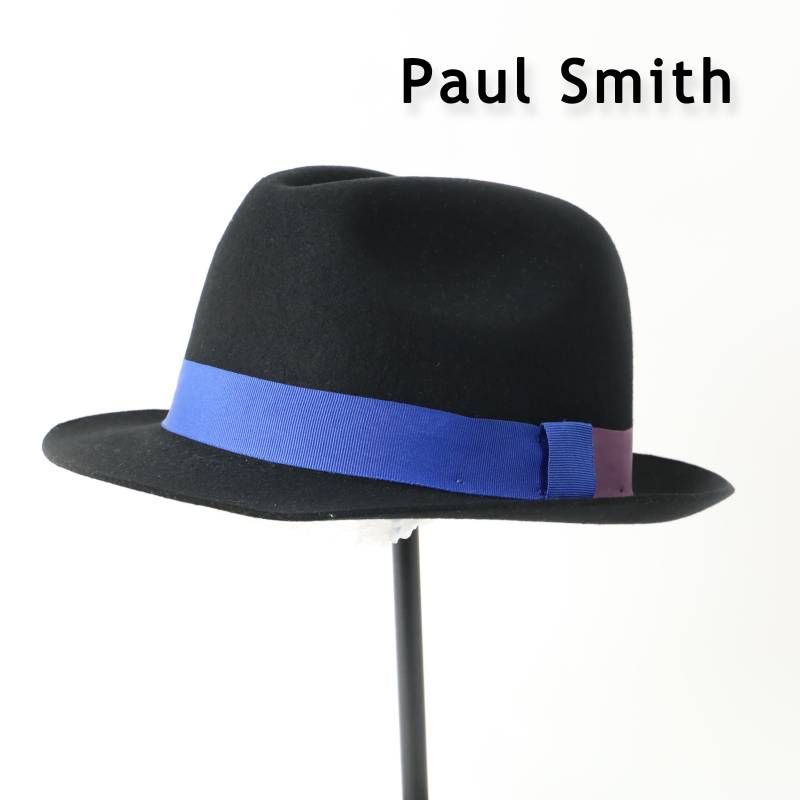 Paul Smith ポールスミス バイカラーリボン ハット フェルトハットメンズ 紳士 帽子 ブラック 60cm L - 311