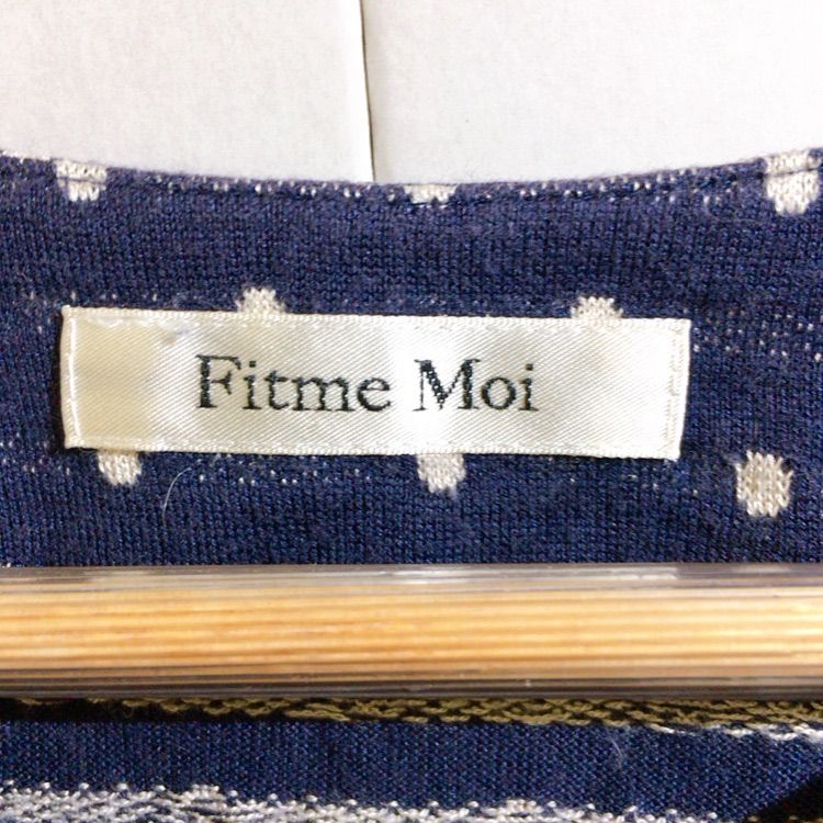 美品】Fitme Moi フィットミーモア カットソー 半袖 ネイビー ドット