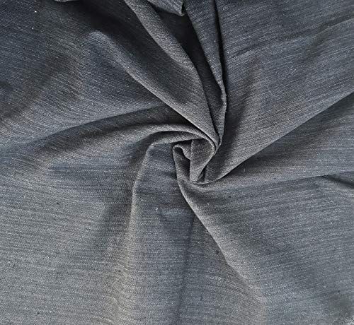 ブラック_2m Aicvhin 綿 麻 コットン リネン綿麻DIY 手芸用 生地 服地 無地 手芸用 幅150cm(ブラック，2m)