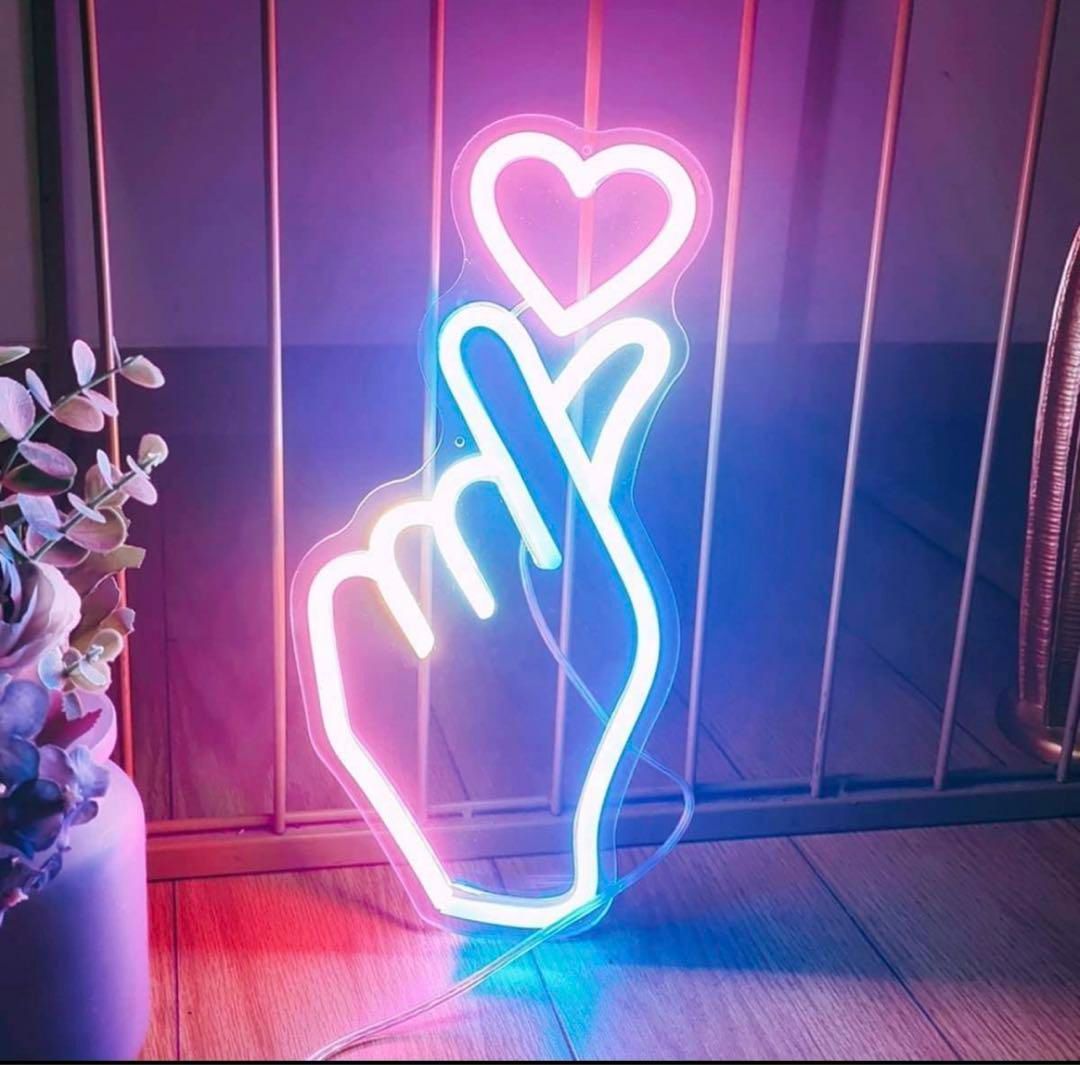オーダーメイド ネオンサイン 指ハート LED看板 K-POP 韓流 店内装飾 
