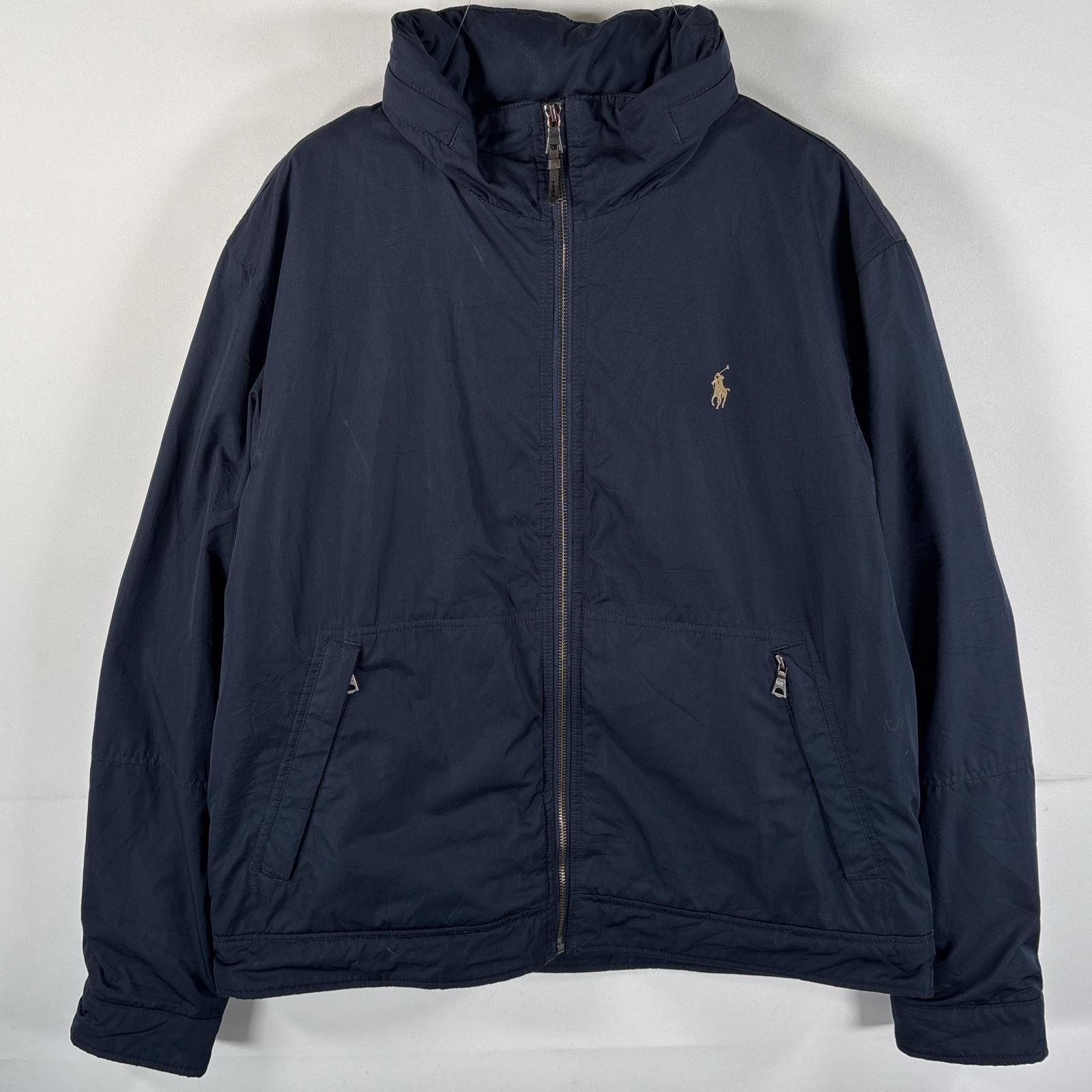 古着 90's/90年代 ポロバイラルフローレン Polo by Ralph Lauren ナイロンジャケット ブルゾン フリースライナー L  ネイビー メンズ
