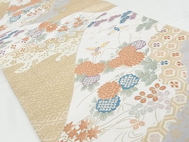 着物　鶴 平和屋着物◎六通柄袋帯 唐織 春秋花山文 群鶴 金糸 正絹 逸品