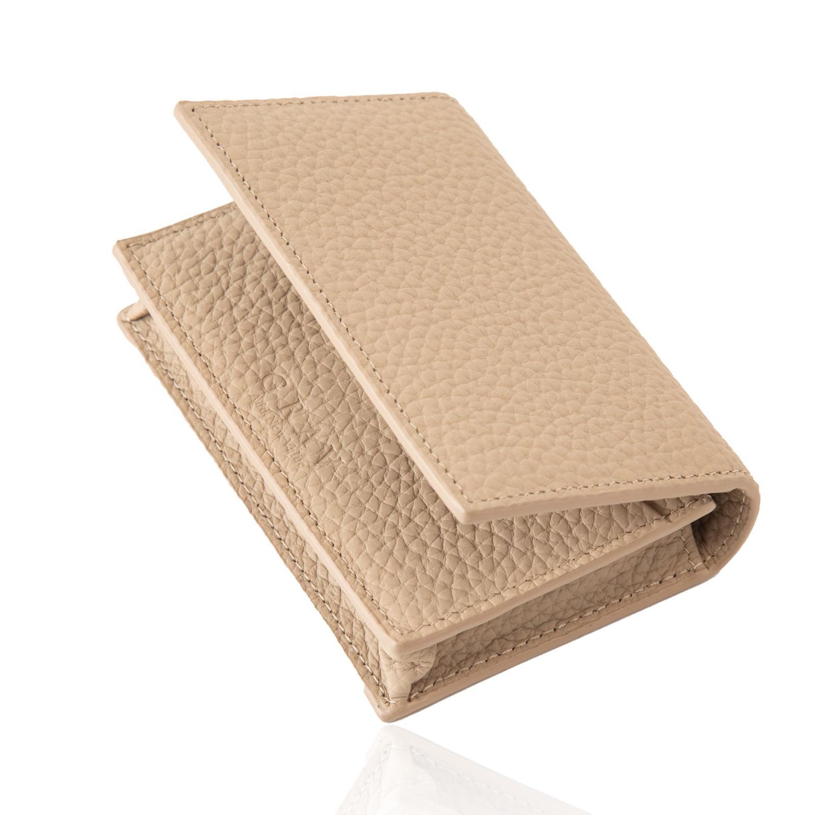 [GRAV] 名刺入れ レディース メンズ カードケース 本革 (大容量50枚) (名刺を整理できる仕切り板付き) (手に馴染む本革) キズが付きにくい バイカラー 薄型マグネット 名刺ケース 名刺交換 牛革 レザー めいしいれ (グレージュ)