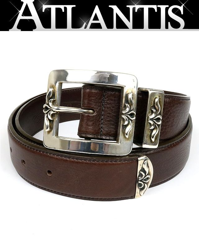 CHROME HEARTS 銀座店 クロムハーツ 未使用 3PC OTJ ベルト レザー SV925 size:36 ブラウン 95150