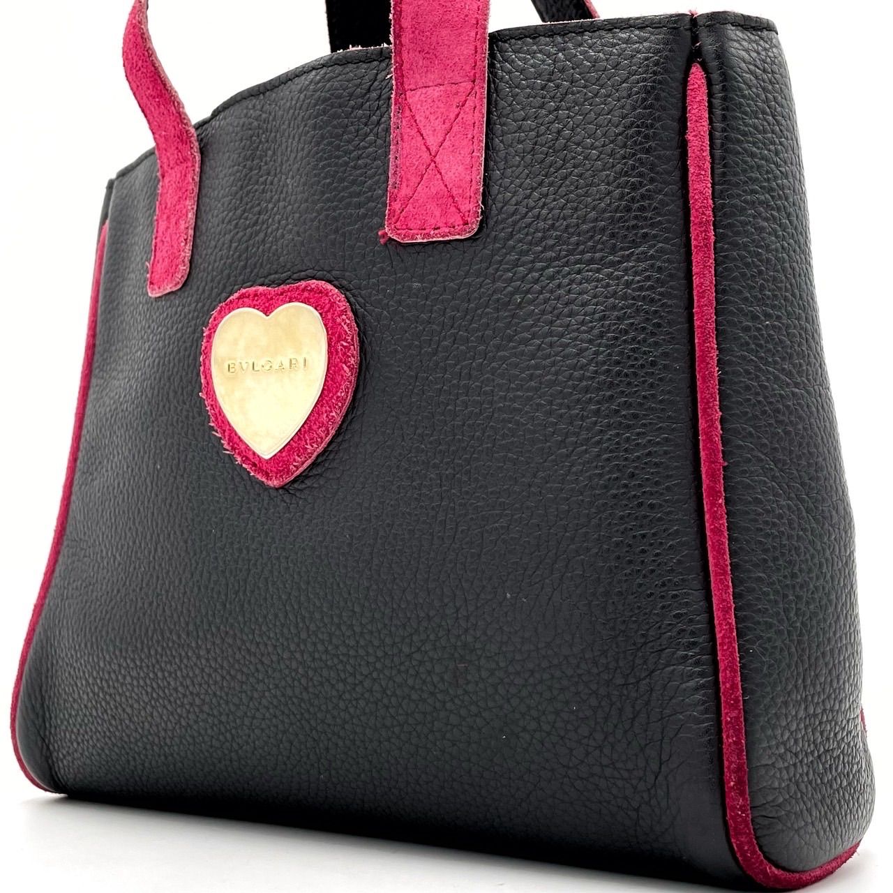 【未使用級】ブルガリ ハンドバッグ スモールトート ロゴ ピンク レザー BVLGARI ブルガリ ブルガリブルガリ スクエア ハンドバッグ