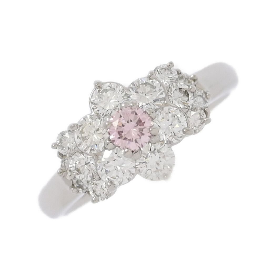 ピンクダイヤモンド&ダイヤモンドリングPt900/K18PG＊約12号約3.2g