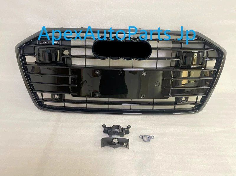 アウディA6L ハイスペックグリル 2019- モデル C8 ACC対応 フロントバンパーグリル フルブラックフロント エンブレム付き FFCRYSTALESIA_COM