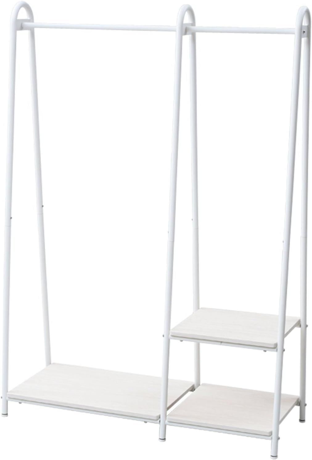 山善 YAMAZEN ハンガーラック 幅106.5×奥行39.5×高さ151cm A型タイプ 棚板付き 全体耐荷重90kg 見せる収納 組立品 ホワイトウォッシュ|ホワイト ASH-C WW|WH