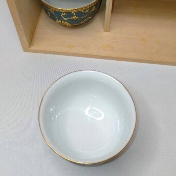 新品未使用】中田龍山 十碗煎茶器揃 青粒唐草 九谷焼 高堂錦手 花詰 