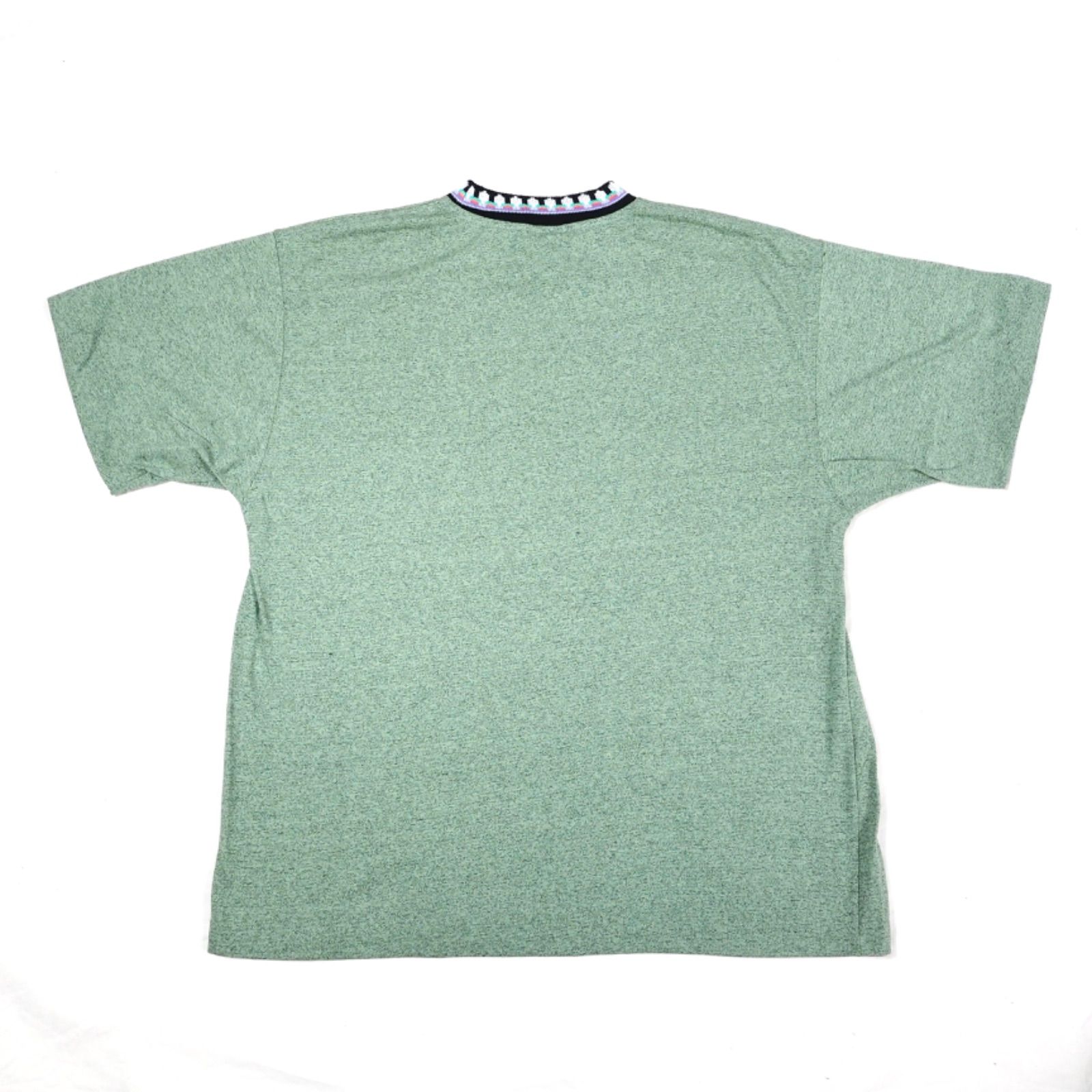 80s90s【柄リブ】USA製 GOTCHA ワイド Tシャツ XL グリーン系 OLD 