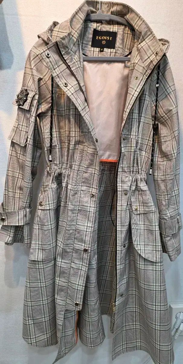 EGOIST エゴイスト チェック フード ロング コート 55 66 SIROKUMA-CORPORATION_COM