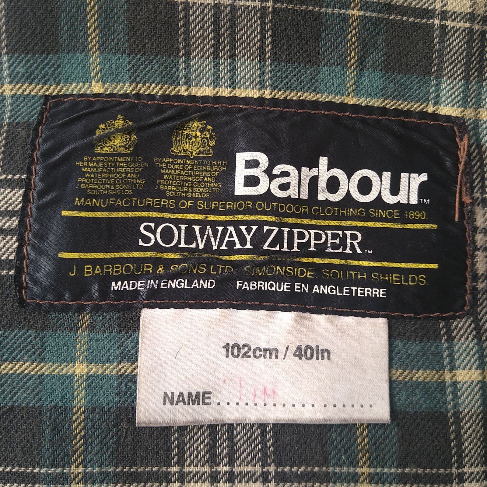 YKK棒ジップ】 80s Barbour SOLWAY ZIPPER ソルウェイジッパー 1980