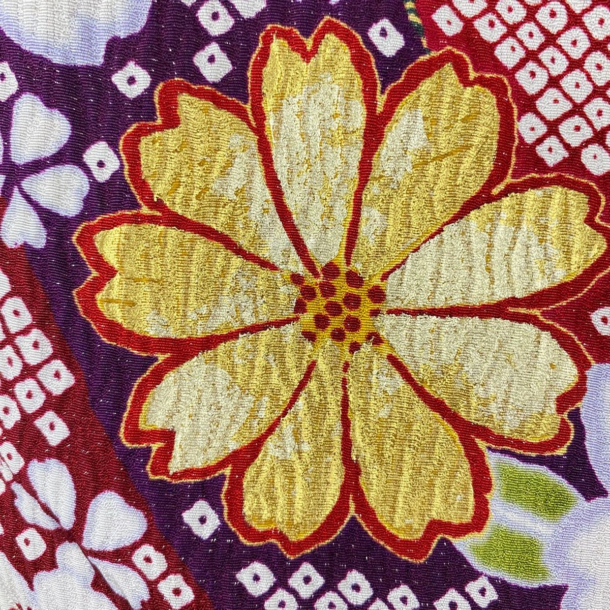 アンティーク 金駒刺繍 金彩 松竹梅 扇 振袖 成人式 着物 022a p