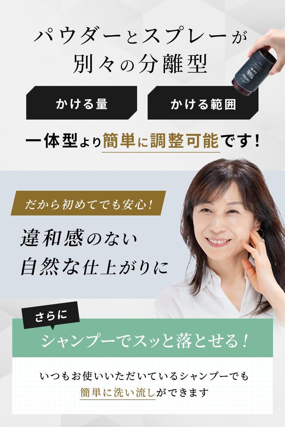 在庫セール】ダークブラウン 20g ヘアパウダー ヘアミスト 100ml 二