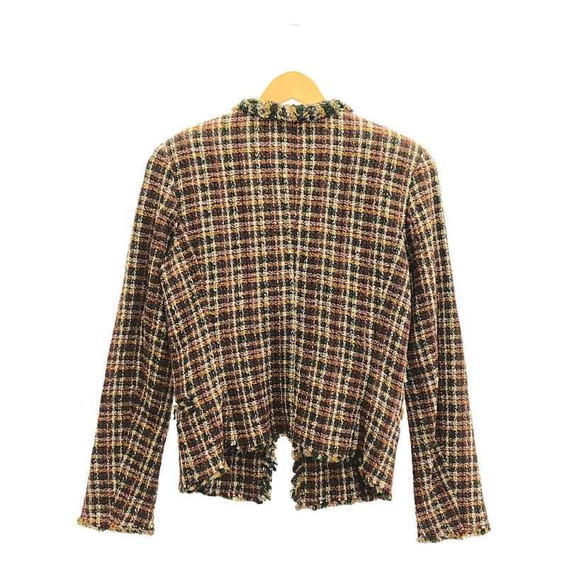 ◾️新品タグ付き◾️ イザベルマランエトワール　ノーカラーツイードジャケット 美品】イザベルマランエトワール ノーカラー ツイードジャケット