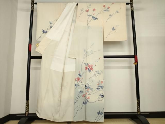 平和屋着物○訪問着 友禅 作家物 枝花文 暈し染め 正絹 逸品