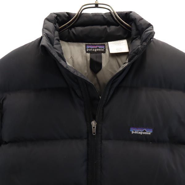 パタゴニア アウトドア 長袖 ダウンジャケット XL14 ブラック系 patagonia ロゴ キッズ 古着 【231024】