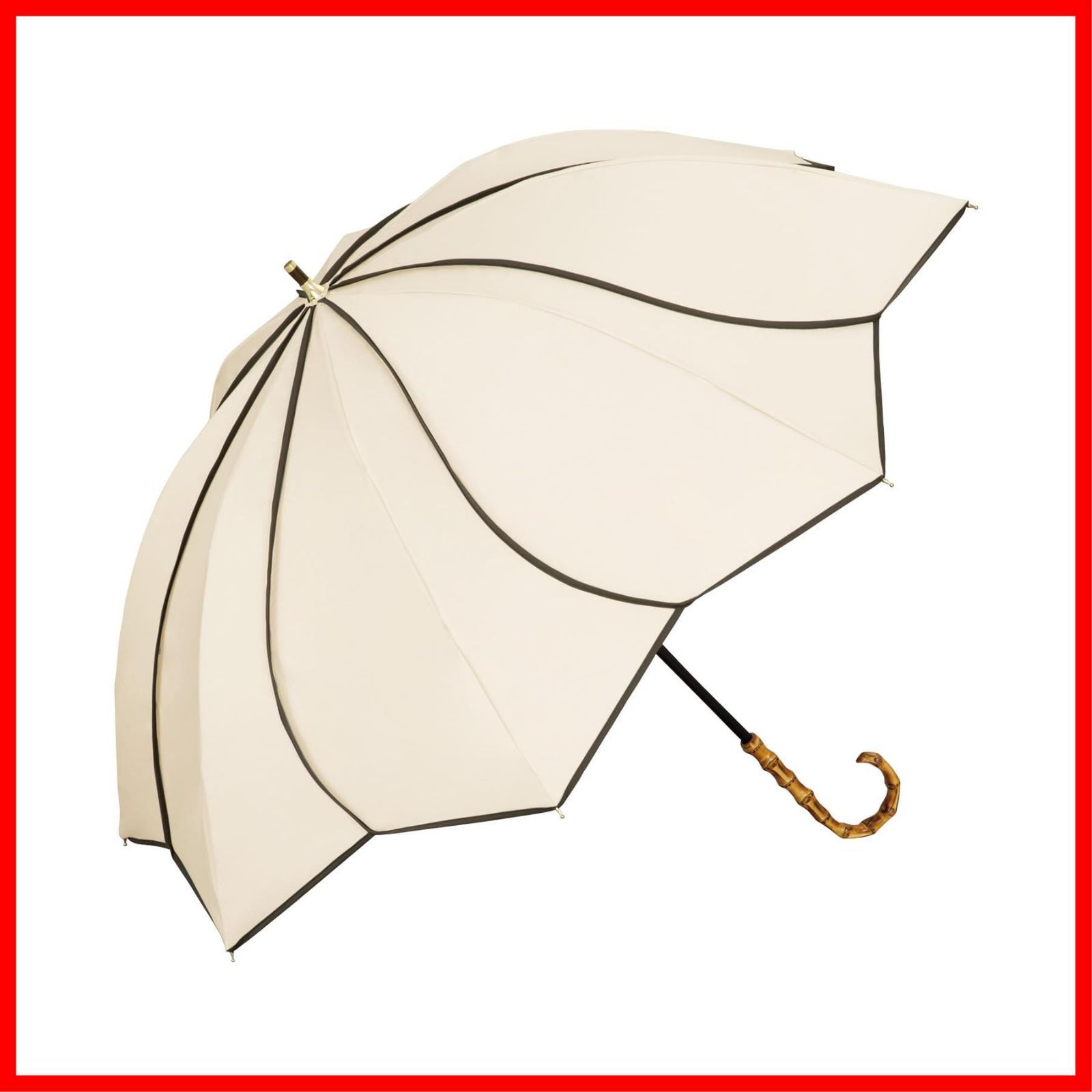 商品 レディース ベージュ 遮光率＆UVカット率 UPF 50 遮熱 晴雨兼用 親骨55 cm 女性 フローラル バンブー 持ち手 UVO ウーボ 長傘 8 K おしゃれ 最強の日傘 2025 Wpc. K-05