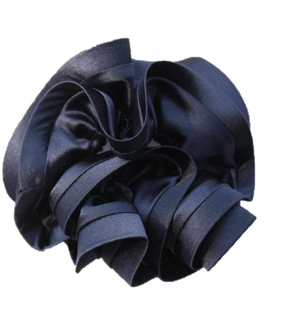 ネイビー [Primavera ] シュシュ 大人可愛い 髪飾り 上品 ヘアゴム まとめ髪 エレガント (ネイビー)