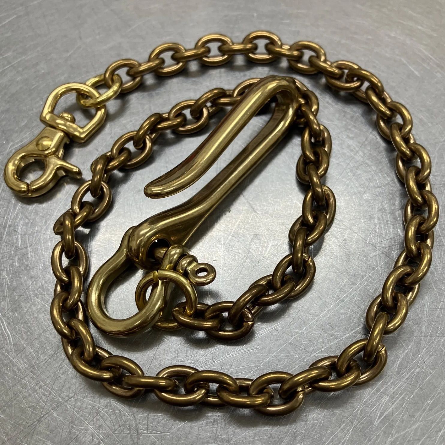 真鍮 燻し 銀メッキ 丸小判 15㍉ ウォレットチェーン ヴィンテージ 釣り針 真鍮 燻し 丸小判 15㎜ ウォレットチェーン ヴィンテージ ブラス
