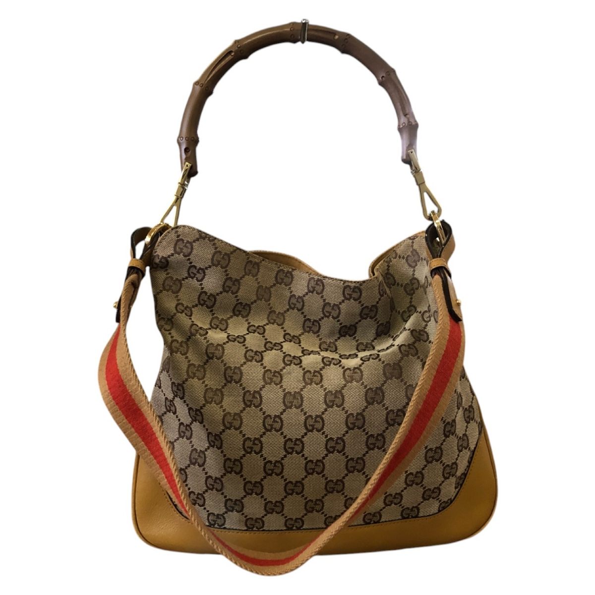 グッチ GUCCI GGキャンバス バンブー ウェブ サッチェルバッグ 001 