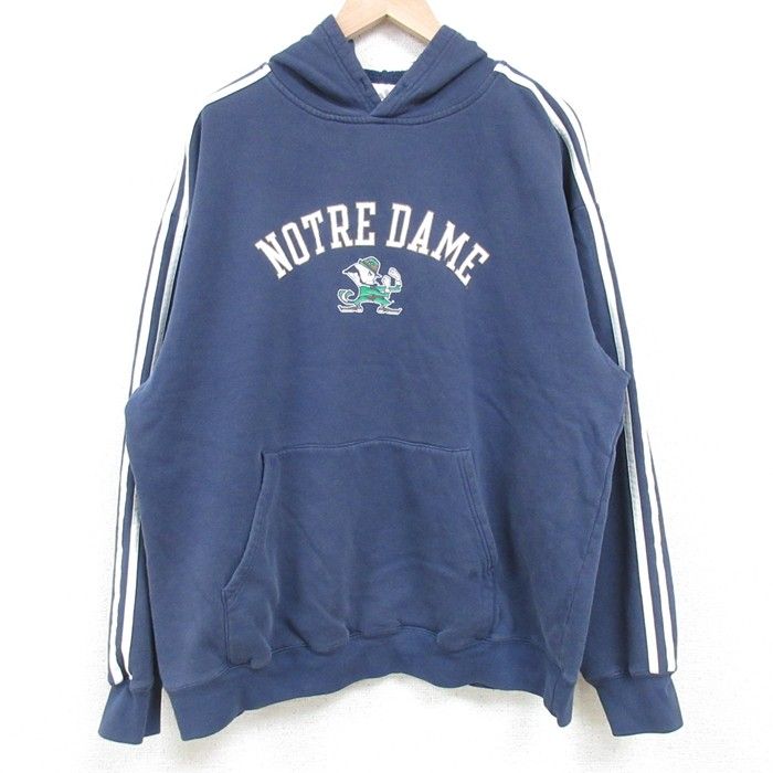 adidas アディダス あふれる スウェット 4(XL位) 青x白 【古着】【中古】 