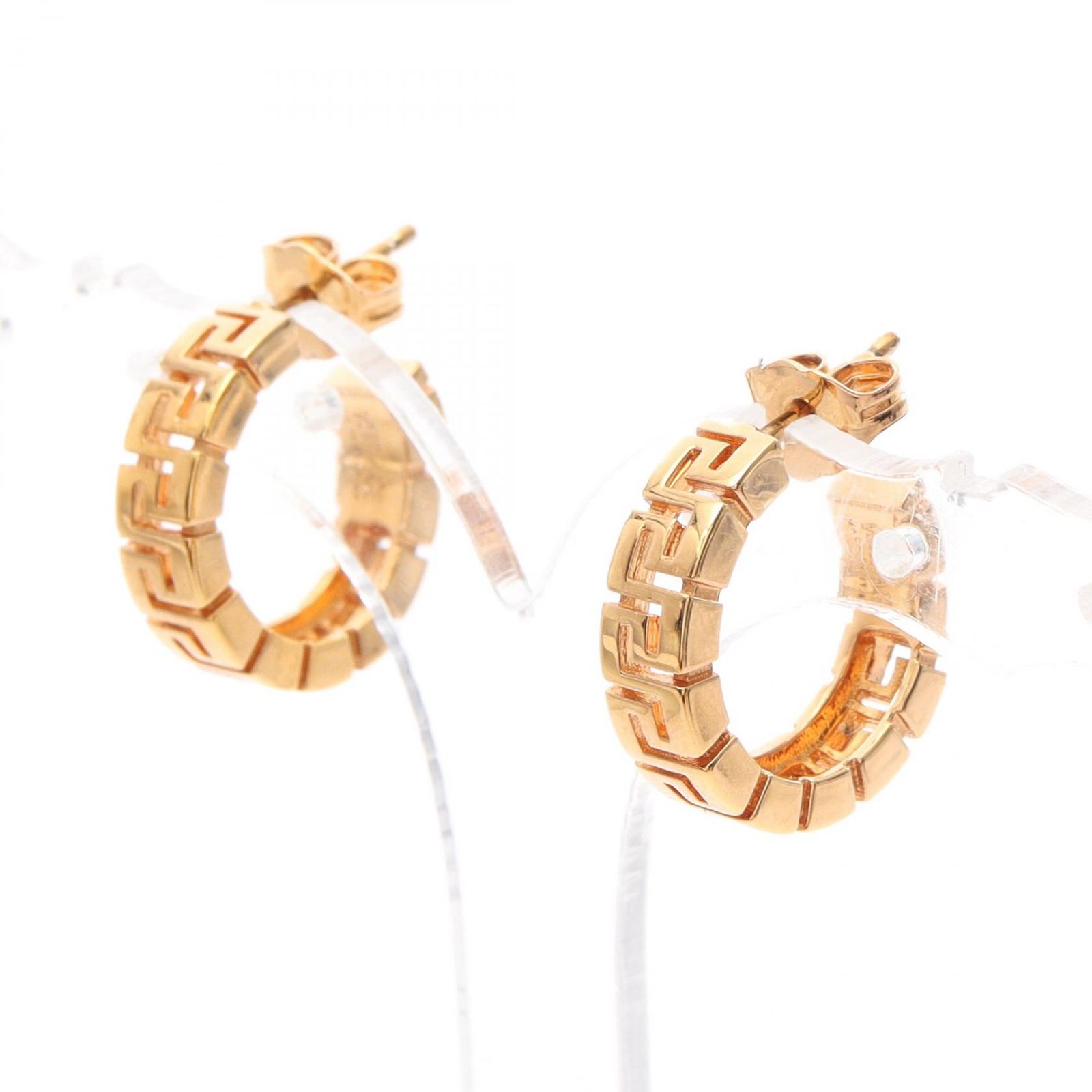 ヴェルサーチ VERSACE ピアス グレカ ゴールド GP ゴールドメッキ イヤリング レディース Used A