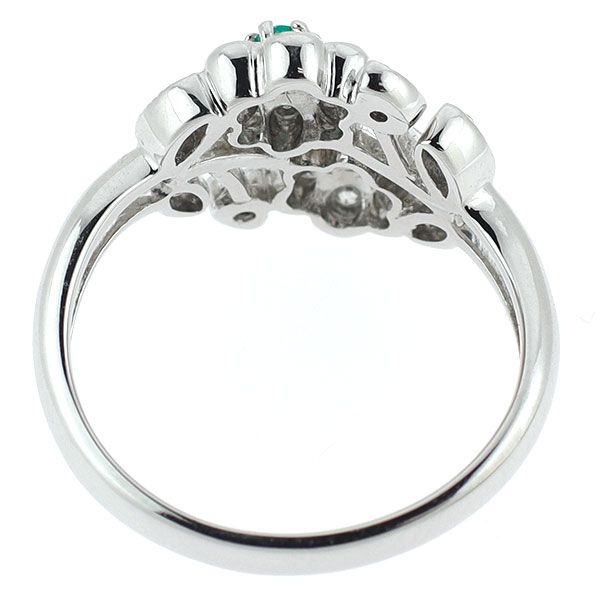 Pt900 エメラルド ダイヤモンド リング 0.06ct D0.45ct フラワー