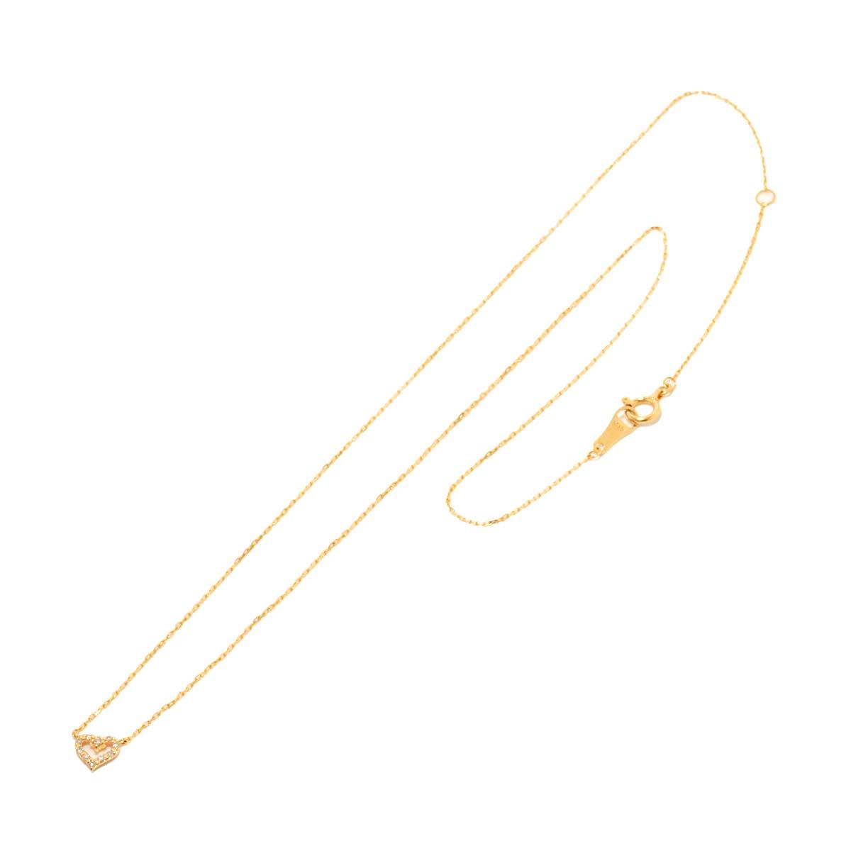 アガット agete ハート ダイヤ 0.04ct ネックレス 40cm K18 YG