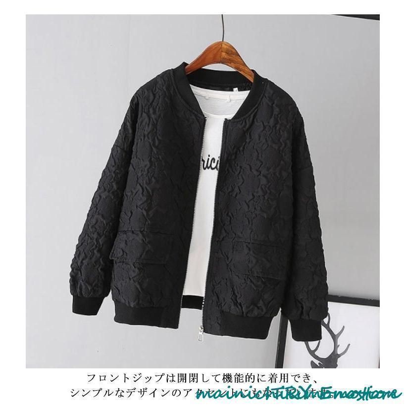 春 アウター レディース ブルゾン ノーカラー ジャケット