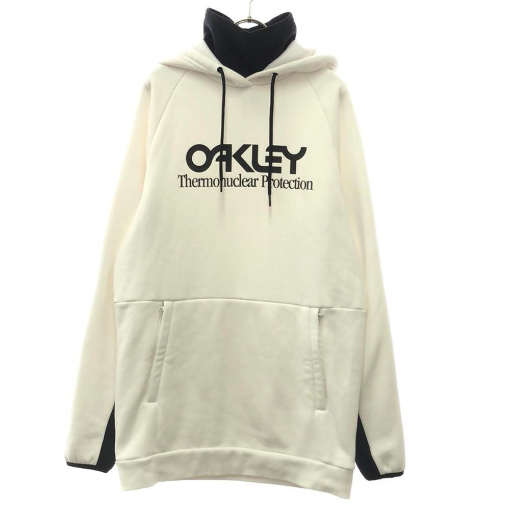 オークリー プリント 長袖 スウェットパーカー S ホワイト OAKLEY 裏起毛 プルオーバー トレーナー メンズ