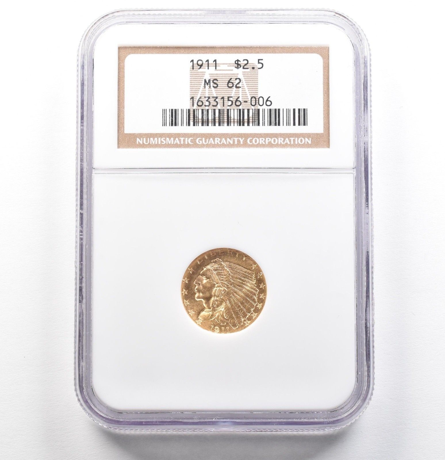 1911年 2.50ドル インディアンヘッド ゴールド クォーターイーグル MS62 NGC *0590