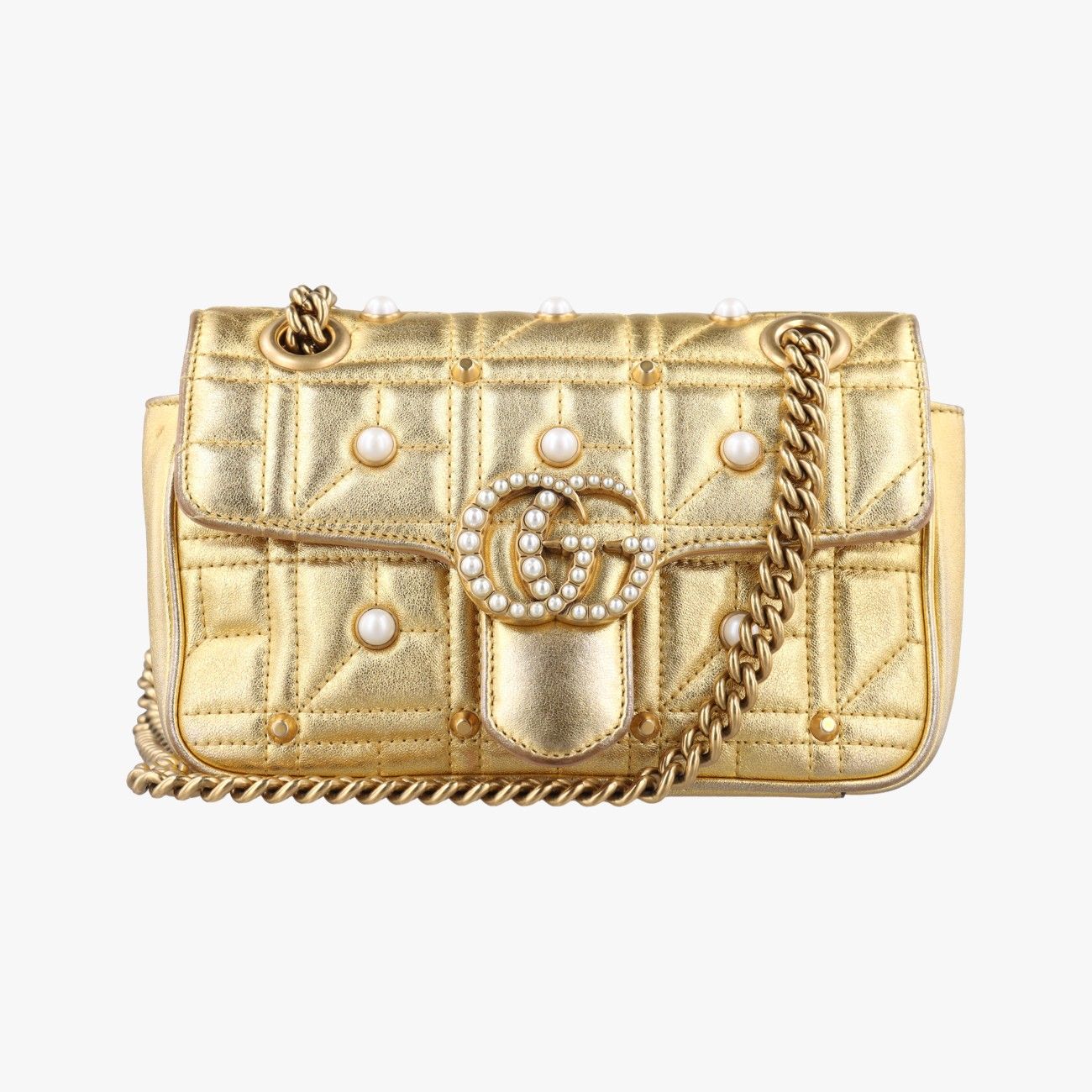 グッチGucciGGマーモント ゴールド レザー 446744 H021087819
