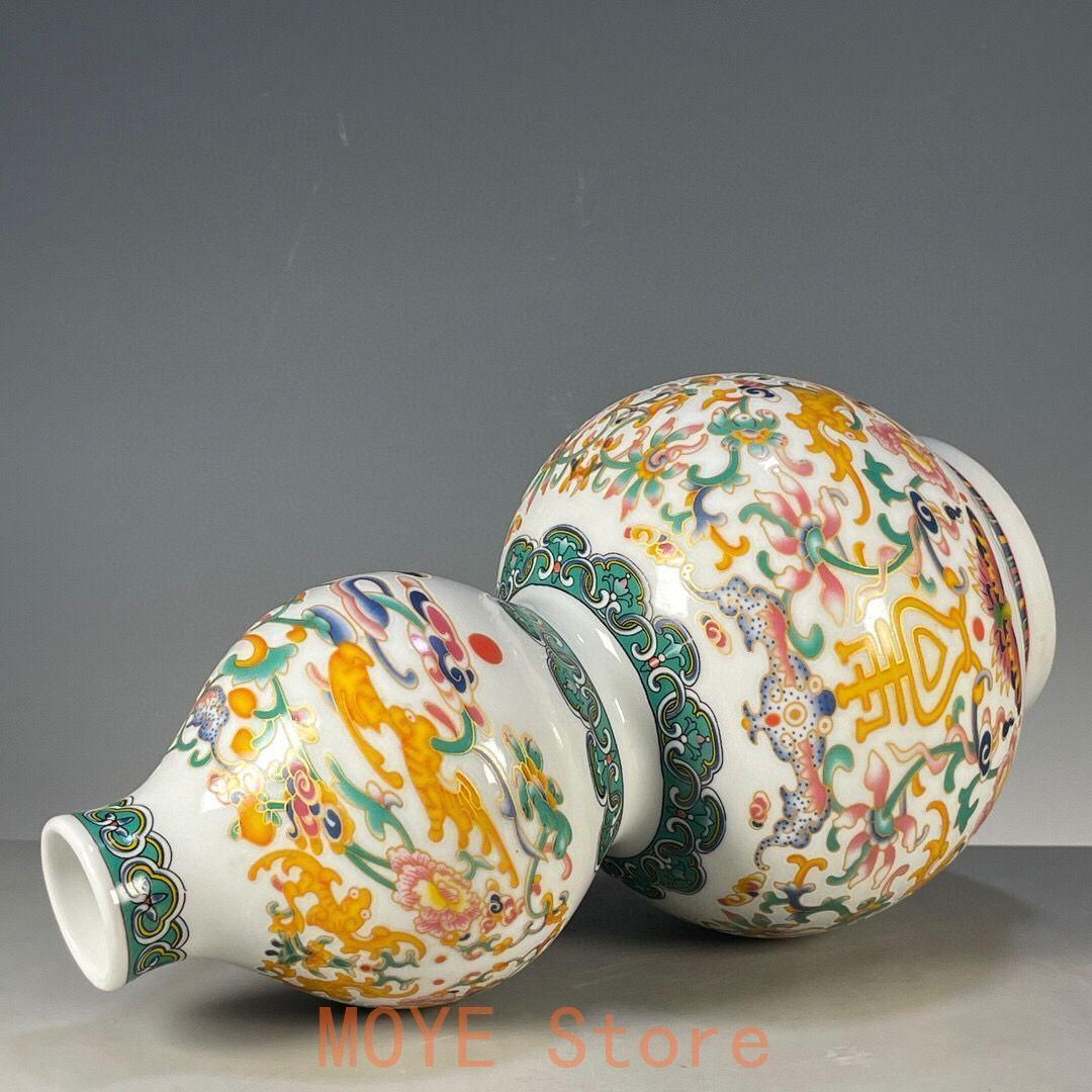 色とりどり花柄ひょうたん花瓶 景徳鎮 陶磁器 装飾品 現代工芸品