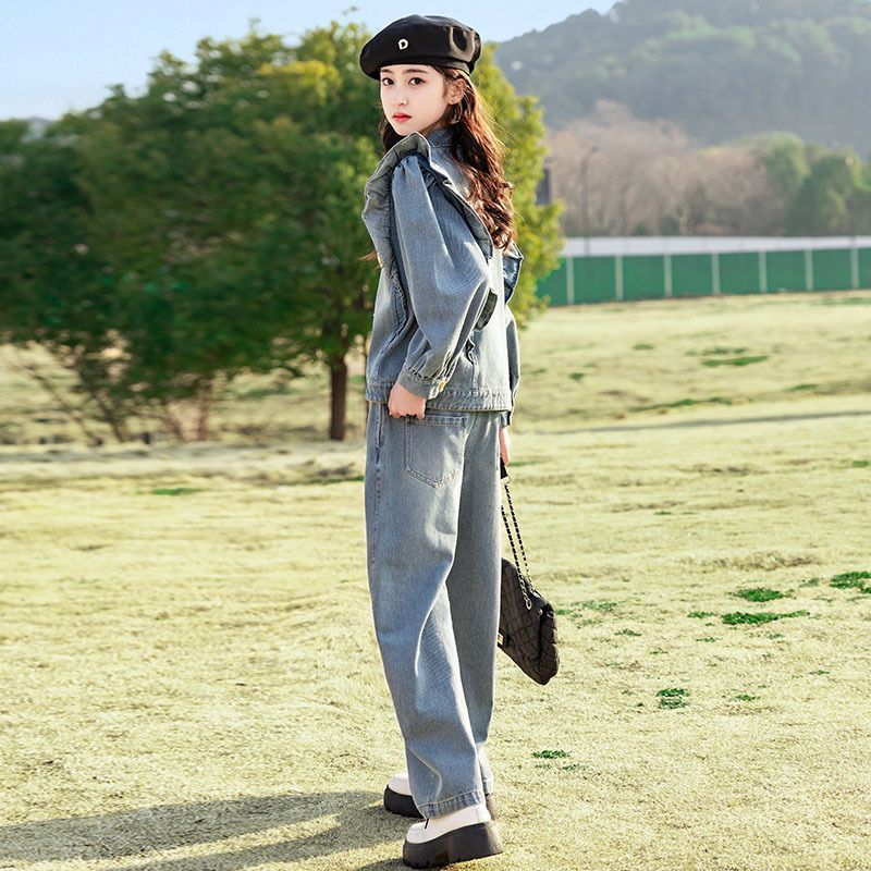 デニム セットアップ キッズ ジャージ 子供服 女の子 長袖 上下